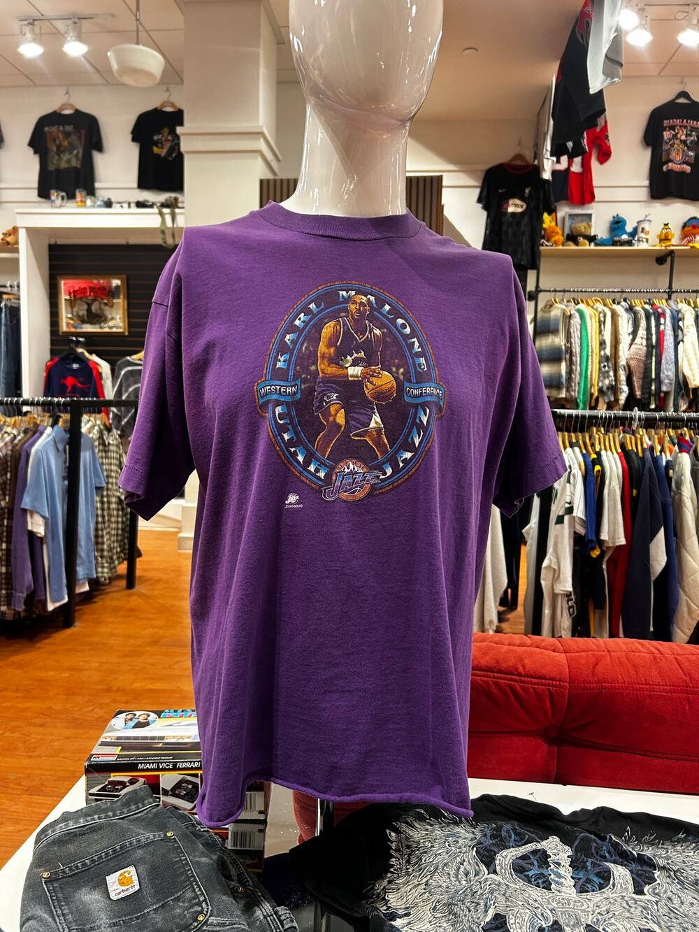 Karl Malone Utah Jazz Purple Vintage Tee Size XL